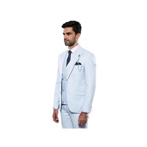 Men 3pc European Vested Suit WESSI J.VALINTIN Extra Slim Fit JV14 Sky Blue new image 7