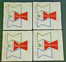 1950&#39;s Very RARE King of Beer Budweiser 6.5&quot; Bar Napkins Lot of 4 NOS PB56 - £9.58 GBP