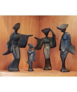 Cast Bronze Geisha Sculpture Lot of 4 Japanese Mid Century Modern 60s Ha... - €121,14 EUR