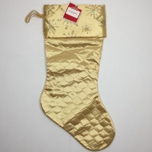 Elegant Gold Glitter Snowflake Quilted Christmas Stocking Holiday Decora... - $22.99