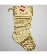 Elegant Gold Glitter Snowflake Quilted Christmas Stocking Holiday Decora... - £18.32 GBP