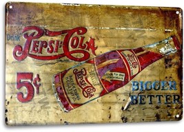 Pepsi Cola 5 Cent Soda Pop Ad Vintage Retro Store Decor Bar Large Metal Tin Sign - £19.51 GBP