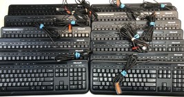 Lot of 13 Microsoft 600 1576 USB Wired Desktop PC Computer Black Keyboard - £63.20 GBP