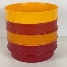 Tupperware 1356-13 1356-14 1356-16 Round Bowl Lot of 4 Red Yellow Orange... - $11.87