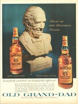 1961 Old Grand-Dad Bourbon Vintage Print Ad Statue Bust Stone Wall Art 10x13 60s - $10.97