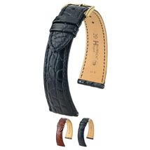 Hirsch Regent Alligator Watch Strap - Brown - L - 20mm / 16mm - Shiny Silver Buc - £186.93 GBP