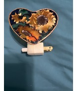 Stained Glass Heart Shaped Night Light Sunflowers *flaw* Untested - $182.48 MXN