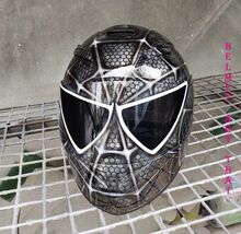 BLACK SPIDER MAN CUSTOM AIRBRUSHED MOTORCYCLE HELMET - $324.42