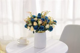 4 Bunches of Artificial Roses.?48 Small Roses?Plastic Silk Flower,?Dark Blue? - £31.17 GBP