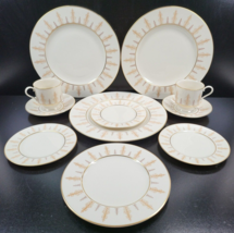 11 Pc Syracuse China Marquesa Gold Dinner Salad Bread Plates Cups Saucer MCM Lot - £55.29 GBP