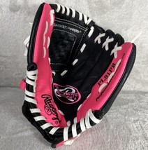 Rawlings PL91PB Youth Girls 9&quot; Softball Baseball T-Ball Glove Pink Black Clean! - $9.85