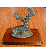 Antique Deer/Moose Sculpture Paperweight Heavy Cast Dark Metal [e-03] - $459.96 MXN
