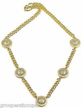 Egyptian New Five Crystal Rhinestone Pendants with 34 Inch Cuban Link Necklace - £35.77 GBP