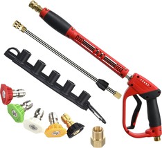 Deluxe Pressure Washer Gun, With Replacement Wand Extension, 5 Nozzle Ti... - £25.97 GBP