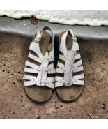 Clarks Bendables Womens Size 7 W White Leather Sandals Slip On Open Toe ... - $20.30