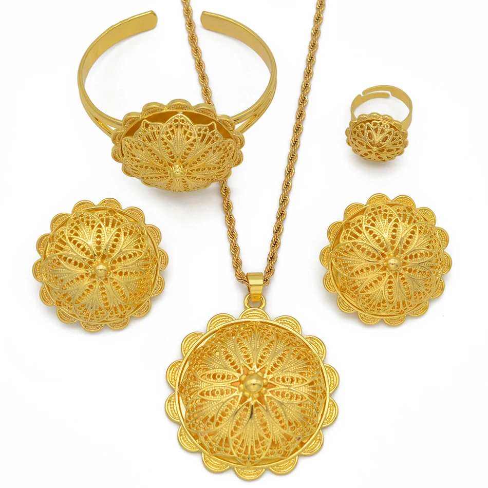 Anniyo Eritrean Ethiopian Jewelry Pendant Necklaces Earrings Ring Bangles for Wo - £22.90 GBP