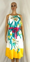 Tahari Corrina Teal Yellow Watercolor Floral Sleeveless Dress Woman Size 18 New - £67.93 GBP