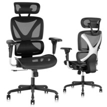Ergonomic Office Chair, Large Mesh Chair With Lumbar Support, Sliding Ar... - £451.68 GBP