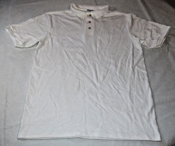 Hanes Stay Clean adult large L 42-44 mens White short sleeve polo shirt NOS - $12.86