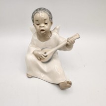 Lladro #4537 Angel Black Legacy Collection African Cherub Boy Playing A Mandolin - $29.99