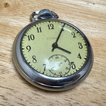 Vintage Sturdy Pocket Watch Open Face Silver Small Second Hand-Wind Mech... - $66.49
