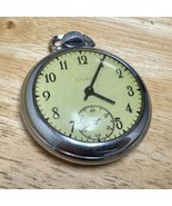 Vintage Sturdy Pocket Watch Open Face Silver Small Second Hand-Wind Mech... - £51.98 GBP