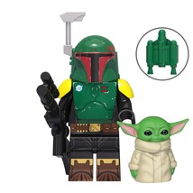 Boba Fett with Baby Yoda Grogu Star Wars The Mandalorian Minifigures Toy - $3.99