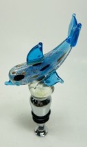 Glass Art Dolphin  Bottle Topper Stopper in Gift Box  - $8.73