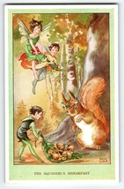 Fairies Postcard Fairy Squirrel&#39;s Breakfast Fantasy Rene Cloke Valentine &amp; Sons - £12.64 GBP