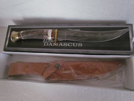 Marbles Damascus MA-522 7.25” Blade Fixed Knife Deer Stag Handle - $29.96