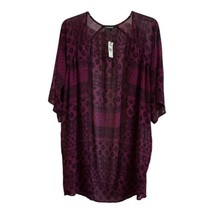 Express Womens Purple Tunic Cover Up Sheer Open Front 3/4 Sleeve Top Size XS New - £11.73 GBP