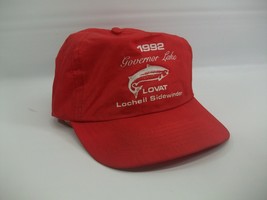 1992 Governor Lake Hat Vintage Red Nylon Snapback Baseball Cap - £13.46 GBP