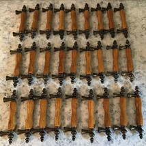 27 Vintage  Brass Oak Wood Cabinet Dresser  Door Handles Bar Pulls 4” - $107.80