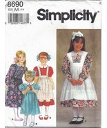 Simplicity Pattern 8690 Girls&#39; Dresses &amp; Pinafores in Sizes 2 - 4 Uncut - $5.00