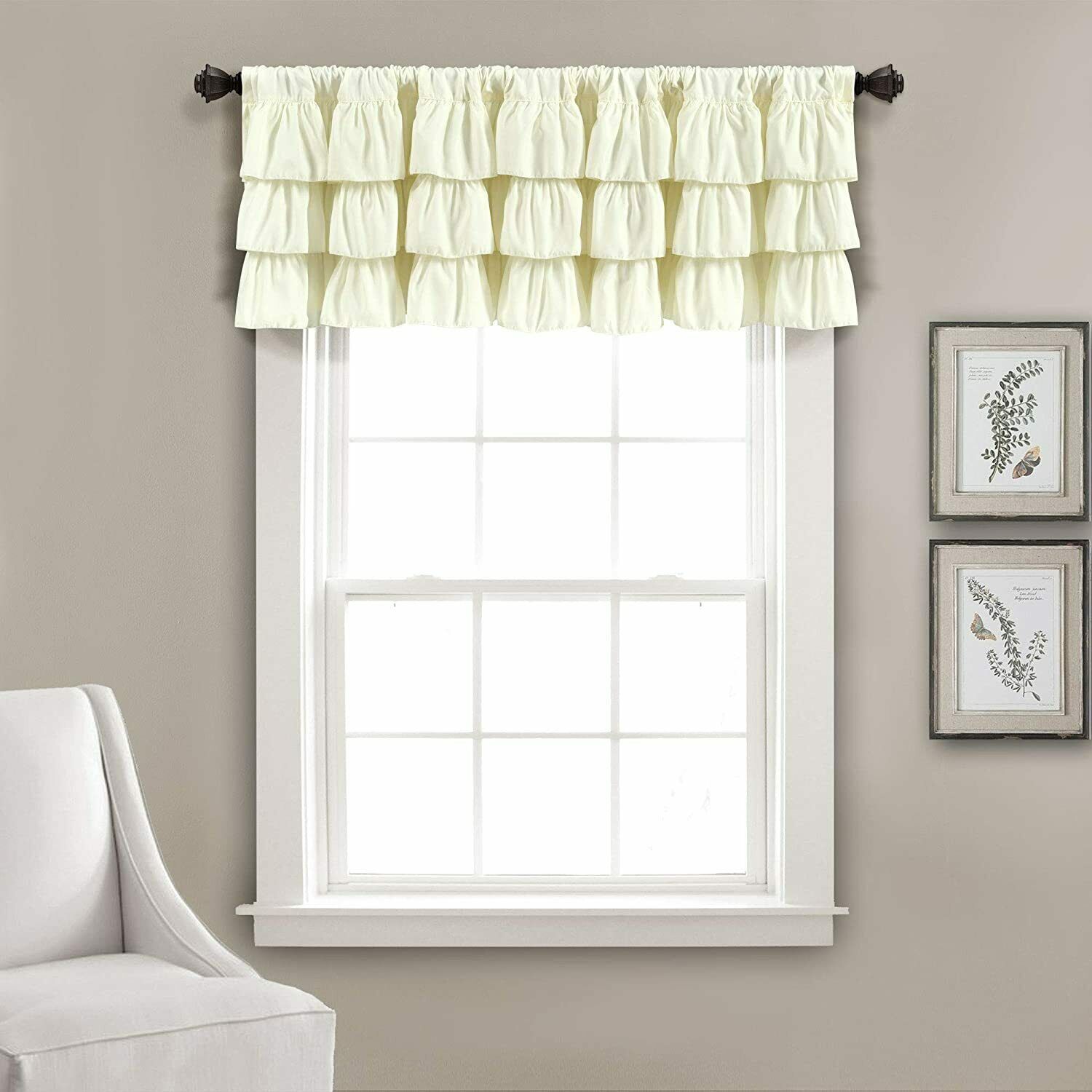 Lush Decor, Ivory Belle Valance Shabby Chic Style Single Curtain, 18" x 84" - £22.92 GBP