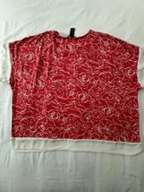 Grace Elements Women's Red & White Floral Top Blouse  Size XL image 2