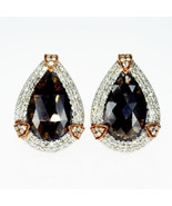 Rose Cut Diamond Halo Earrings Pear Shape 14K White Gold Fancy Brown 4.9... - £2,042.56 GBP
