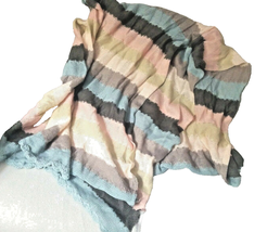 Liz Claiborne Womens Scarf Pastel Blue Pink Gold Stripped Long Soft Sheer - £6.12 GBP