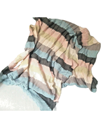 LIZ CLAIBORNE Womens Scarf Pastel Blue Pink Gold Stripped Long Soft Sheer - £6.21 GBP