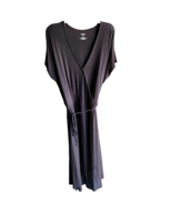 EVRI Wrap Dress  1X Black Short Sleeve Elastic Waist &amp; Tie Lightweight S... - $15.94