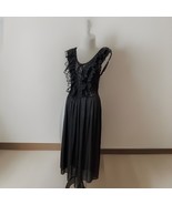 VTG 80s Black Nightgown Lingerie Sz L Lacey Ruffles Frilly Cinema Etoile - €39,22 EUR