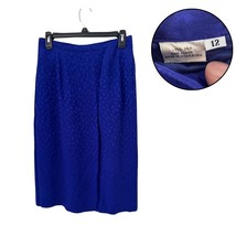 Vintage 80s Royal Blue Silk Pleated Pencil Skirt Sz 12 High Waist Career - $14.83