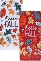 Celebrate Fall Together HELLO FALL Autumn Fall Leaves Theme Kitchen Towel Set - £7.90 GBP
