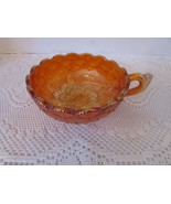 IMPERIAL CARNIVAL GLASS PANSY NAPPY BOWL QUILTED &amp; FLORALS FINGER HOLE M... - $14.80