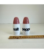 Vtg Set Salt Pepper Shaker Westinghouse Gemco Milk Glass Pink Caps Lids ... - £12.72 GBP