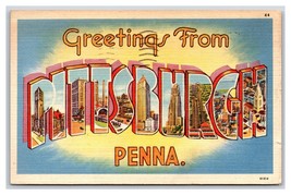 Large Letter Greetings From Pittsburgh Pennsylvania PA Linen Postcard U14 - £2.12 GBP
