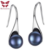 100% Real Freshwater Pearl Earrings Dangle Drop Sterling Silver Earrings 6-7mm N - £7.24 GBP