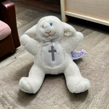 Mary Meyer Baby Christening Baptism Gift 5" Plush Lamb Toy Rattle with Cross - $9.49