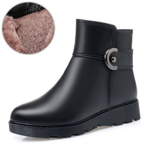Classic Black Winter Warm Snow Boots Women Side Zipper Flat Ankle Boots Women Ge - £82.42 GBP