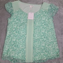 LC Lauren Conrad Top Womens Size Large Green Peasant  Blouse NWT - $26.61